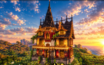 Crimsonspire Medieval House | Gothic Fantasy Residence & Grand Timber Manor