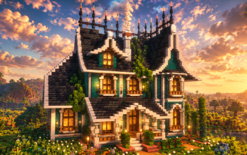 🏰 Emeraldcrest Medieval Manor | Turquoise Gothic House & Elegant Fantasy Residence