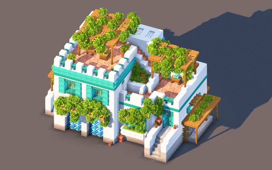 Mediterranean Coastal Villa | Minecraft House and Shop #32091