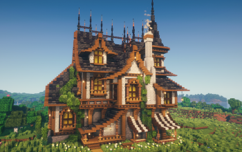🏰 Thornspire Medieval House | Gothic Fantasy Residence with Tower & Striped Awnings