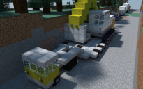 Truck with trailer and excavator